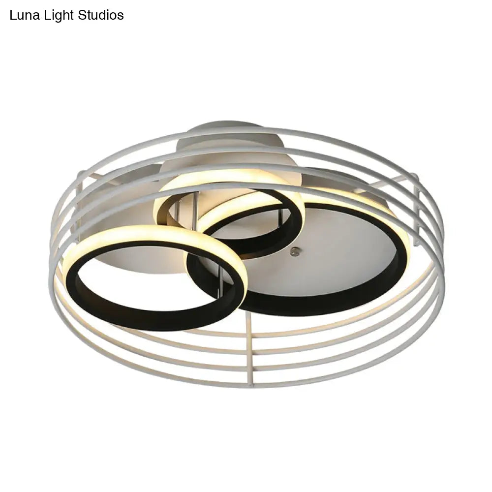 Contemporary Acrylic Flush Mount Ceiling Light With Overlapping Rings - 16’/19.5’ Wide Led