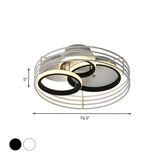 Contemporary Acrylic Flush Mount Ceiling Light With Overlapping Rings - 16/19.5 Wide Led Black/White