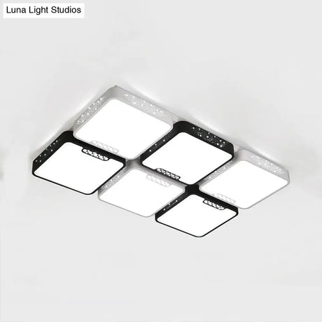 Contemporary Acrylic Flush Pendant Light - Led Black Ceiling Mount For Living Room
