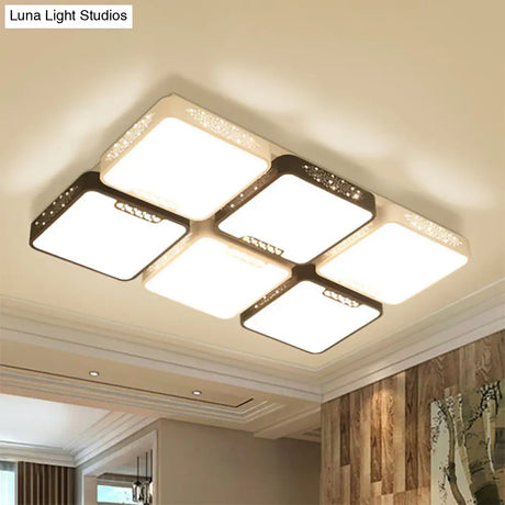 Contemporary Acrylic Flush Pendant Light - Led Black Ceiling Mount For Living Room