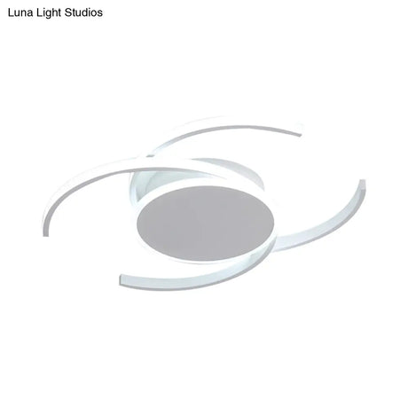 Contemporary Acrylic Flushmount With Double C Design - Indoor White Led Lighting