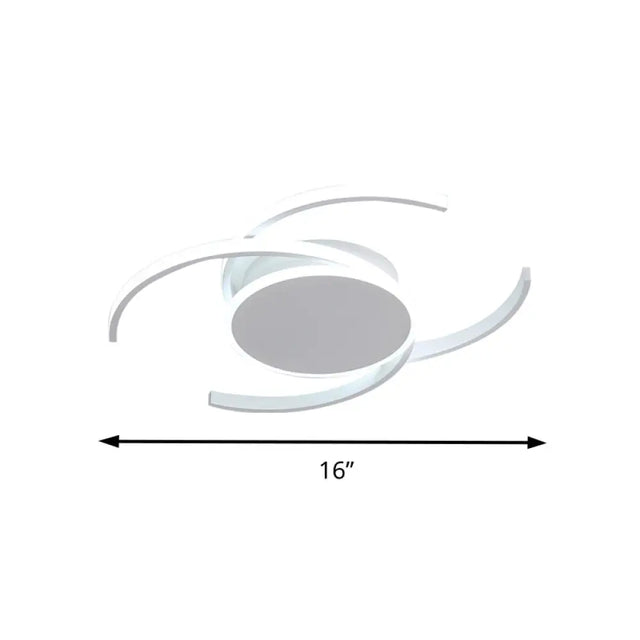 Contemporary Acrylic Flushmount With Double C Design - Indoor White Led Lighting