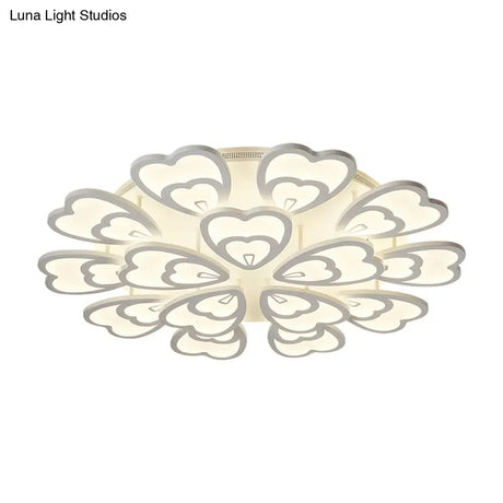 Contemporary Acrylic Heart Ceiling Light - 6/9/12 Lights Warm/White/Natural Flush Mount For Dining