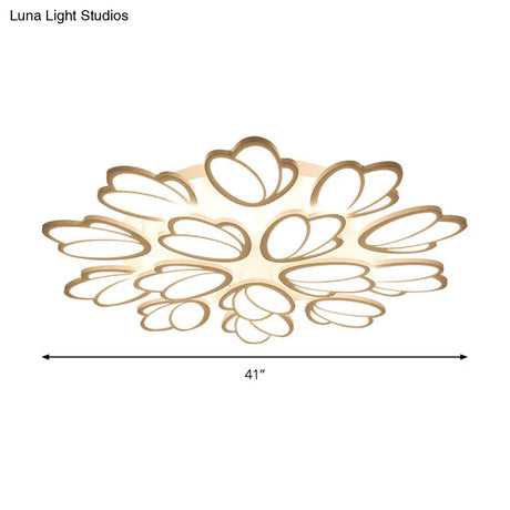 Contemporary Acrylic Leaf Flush Mount Light - Led Ceiling Fixture For Living Room 3/6/9