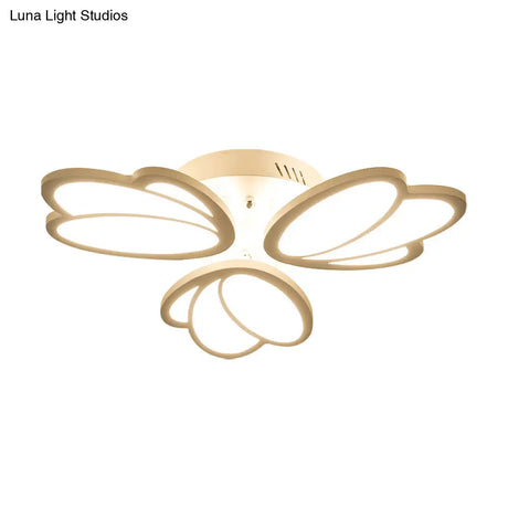 Contemporary Acrylic Leaf Flush Mount Light - Led Ceiling Fixture For Living Room 3/6/9