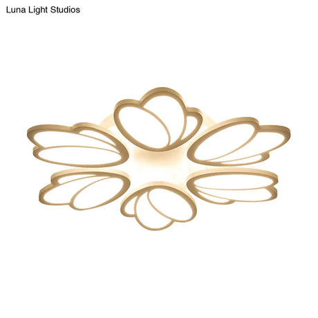 Contemporary Acrylic Leaf Flush Mount Light - Led Ceiling Fixture For Living Room 3/6/9