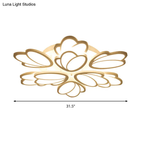 Contemporary Acrylic Leaf Flush Mount Light - Led Ceiling Fixture For Living Room 3/6/9