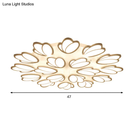 Contemporary Acrylic Leaf Flush Mount Light - Led Ceiling Fixture For Living Room 3/6/9
