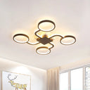 Contemporary Acrylic Led Ceiling Lamp - Flush Mount 4/5 - Head Dark Coffee Warm/White Light