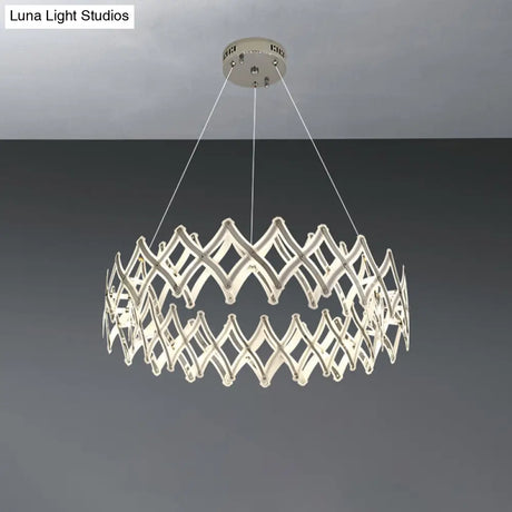 Contemporary Acrylic Led Chandelier - 31.5’/23.5’ W Grid Chrome/Gold Warm/White Light