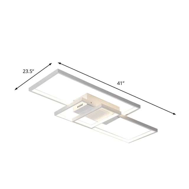 Contemporary Acrylic Led Flush Ceiling Light - 33.5/41 Wide Flushmount Lighting In Black/White
