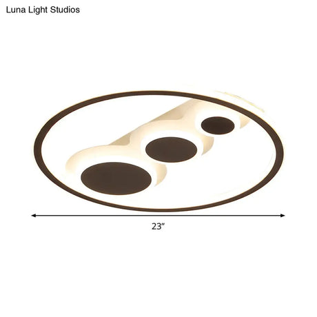 Contemporary Acrylic Led Flush Light - Coffee Round Ceiling Mounted 18.5’/23’ Wide Warm & White