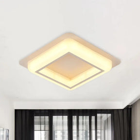 Contemporary Acrylic Led Flush Light For Bedroom - Square Ceiling Mount In White/Black/Grey White