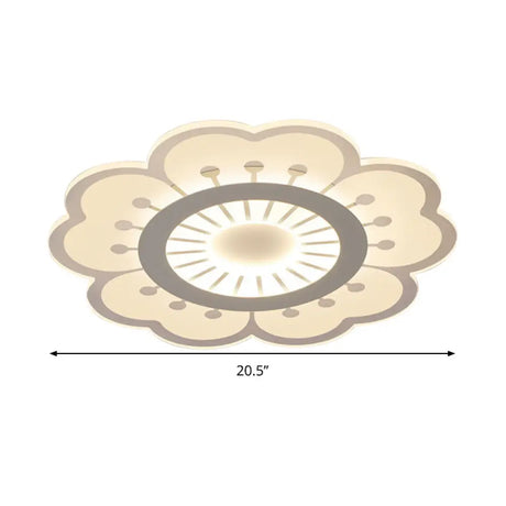 Contemporary Acrylic Led Flush Mount Ceiling Fixture - Flower Design 16.5/20.5 Wide White