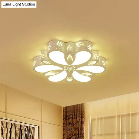 Contemporary Acrylic Led Flush Mount Ceiling Light: Cut-Out Flower Design Warm/White/3 Color