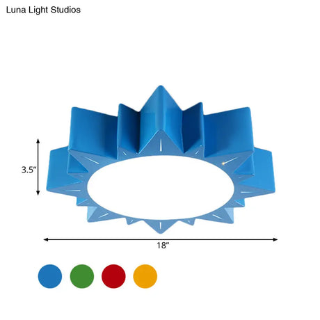 Contemporary Acrylic Led Flush Mount Lamp In Sun Design For Kindergarten