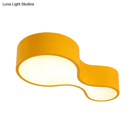 Contemporary Acrylic Led Flush Mount Light For Kindergarten - Red/Yellow/Blue/Green Gourd Shape