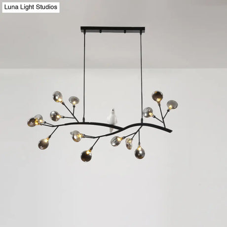 Contemporary Acrylic Led Pendant Light With Bird Decoration - Branch Dining Room Island Lamp Kit