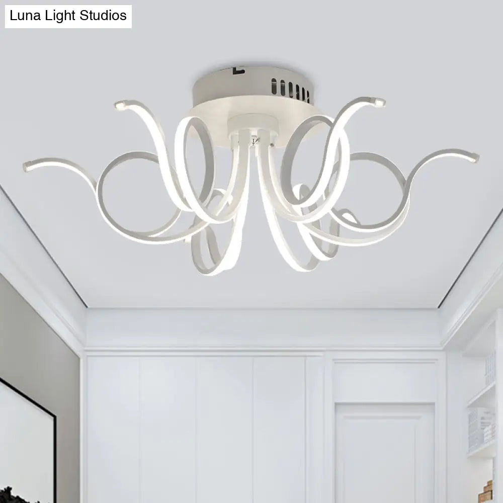 Contemporary Acrylic Octopus Flush Mount Light Fixture – 3/6/8 Led Lights For Living Room Ceiling