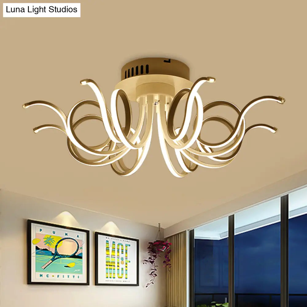 Contemporary Acrylic Octopus Flush Mount Light Fixture – 3/6/8 Led Lights For Living Room Ceiling