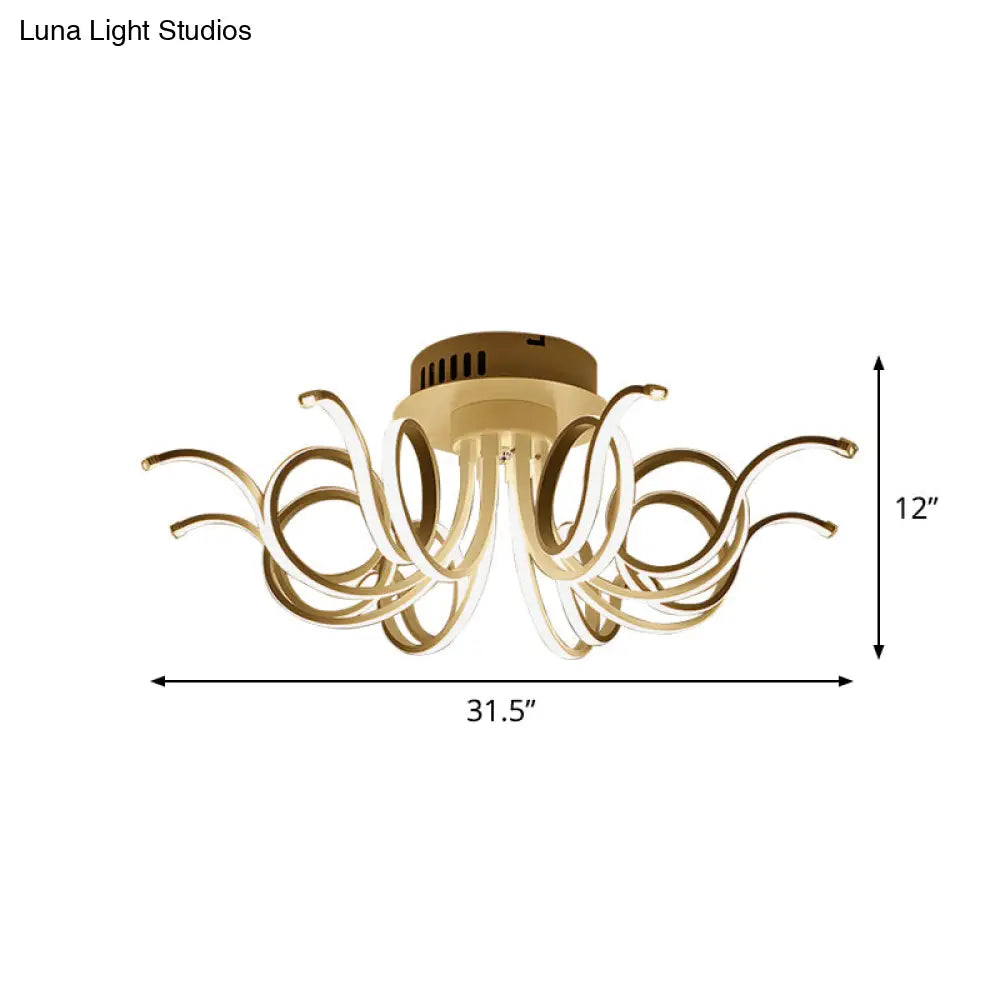 Contemporary Acrylic Octopus Flush Mount Light Fixture – 3/6/8 Led Lights For Living Room Ceiling