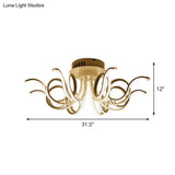 Contemporary Acrylic Octopus Flush Mount Light Fixture – 3/6/8 Led Lights For Living Room Ceiling