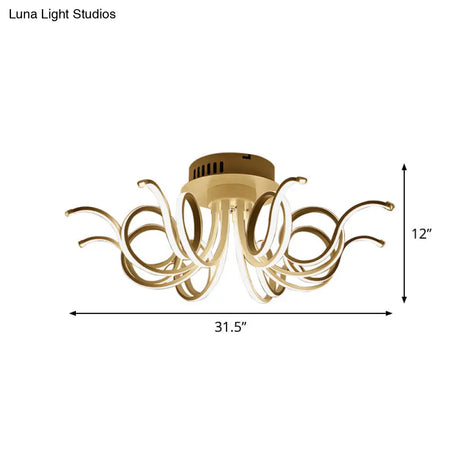 Contemporary Acrylic Octopus Flush Mount Light Fixture – 3/6/8 Led Lights For Living Room Ceiling