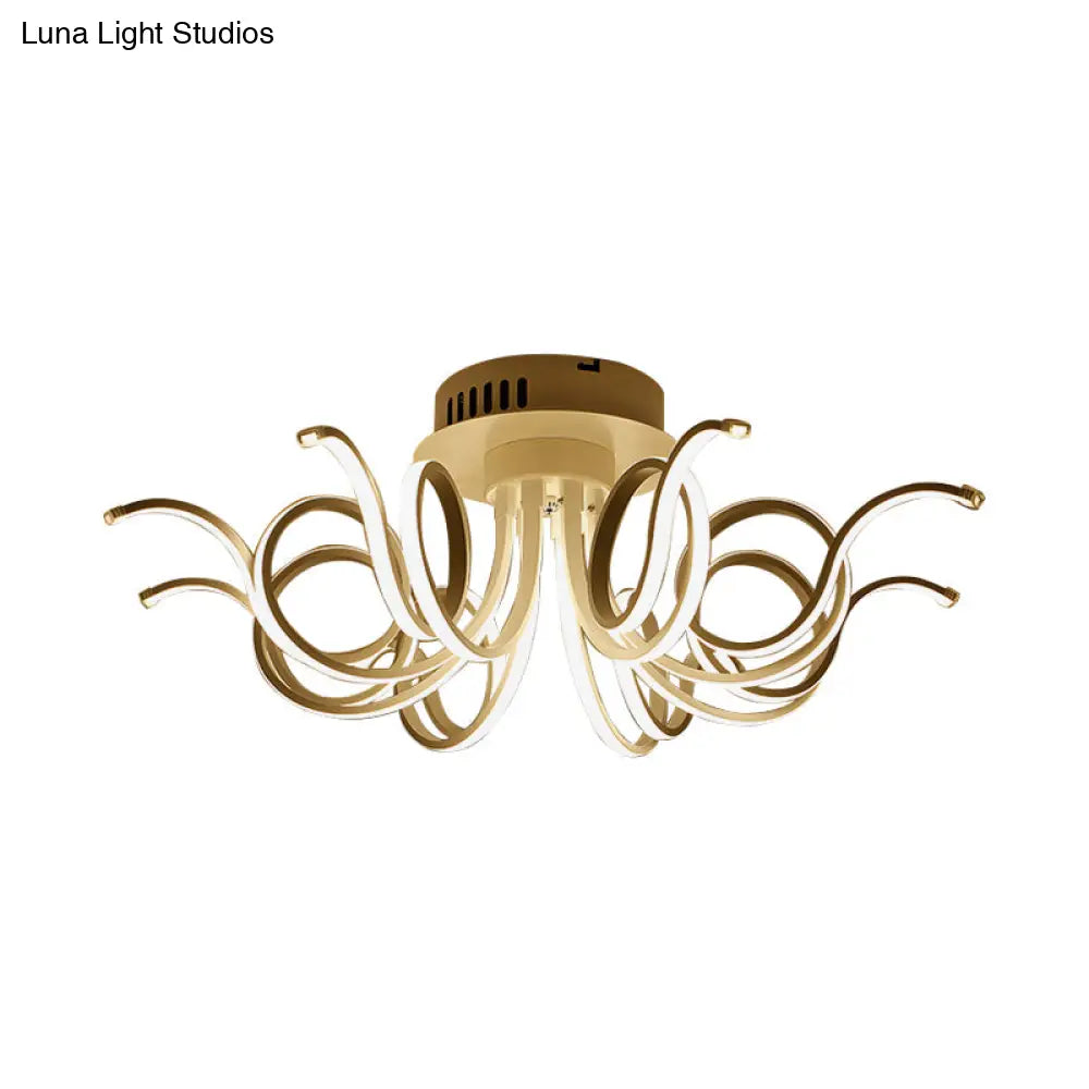 Contemporary Acrylic Octopus Flush Mount Light Fixture – 3/6/8 Led Lights For Living Room Ceiling
