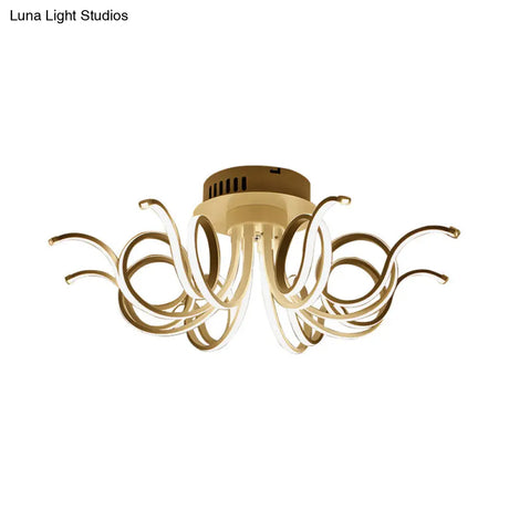 Contemporary Acrylic Octopus Flush Mount Light Fixture – 3/6/8 Led Lights For Living Room Ceiling