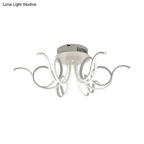 Contemporary Acrylic Octopus Flush Mount Light Fixture – 3/6/8 Led Lights For Living Room Ceiling