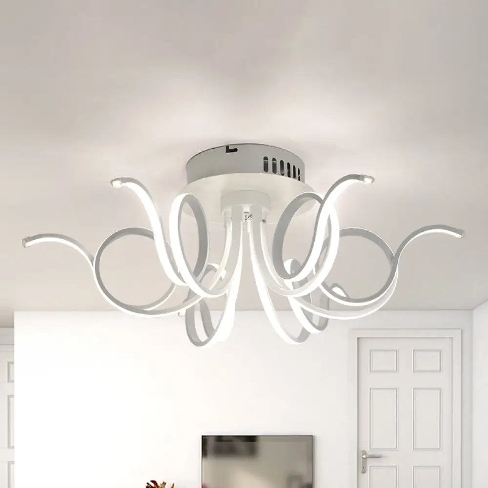 Contemporary Acrylic Octopus Flush Mount Light Fixture – 3/6/8 Led Lights For Living Room Ceiling