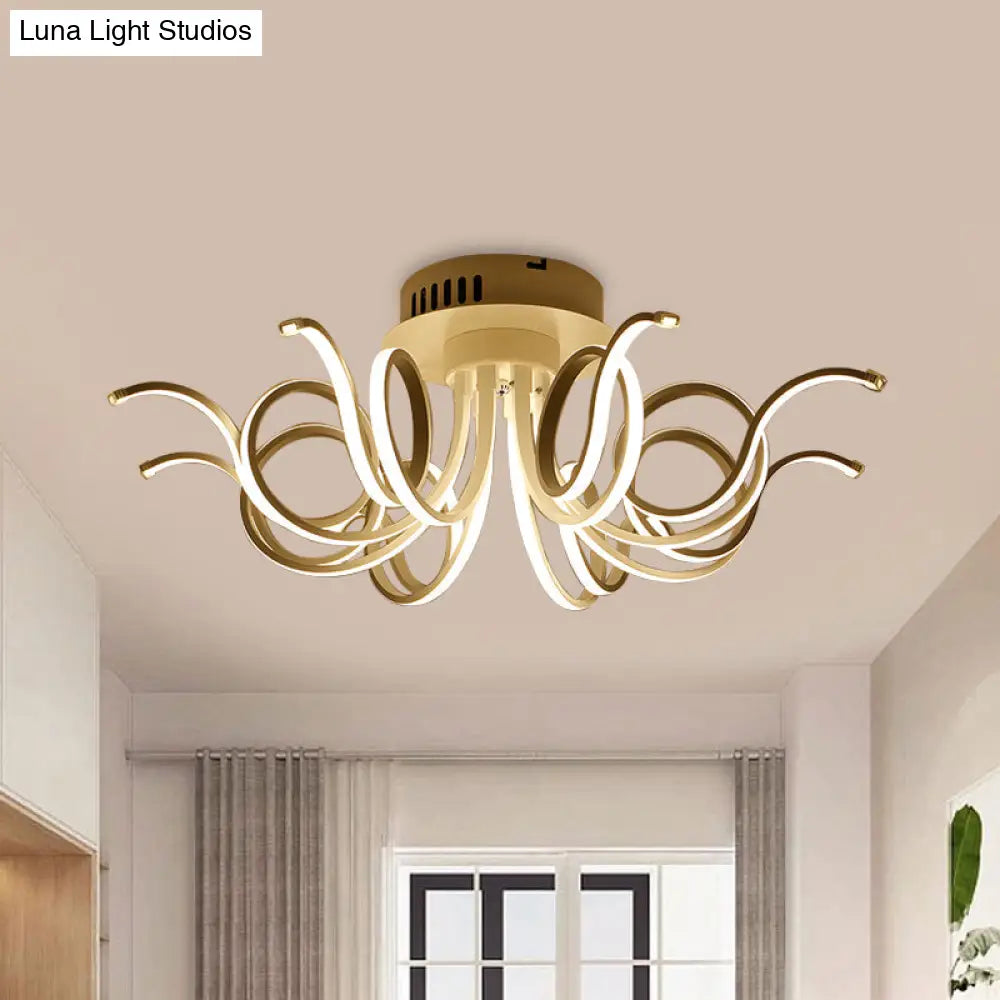 Contemporary Acrylic Octopus Flush Mount Light Fixture – 3/6/8 Led Lights For Living Room Ceiling