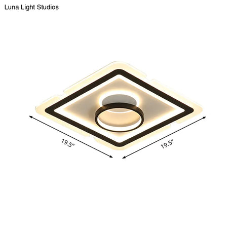Contemporary Acrylic Square Ceiling Lighting - Led Flush Mount Light For Bedroom Black/White
