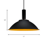 Contemporary Aluminum Bowl Pendant Light - 11/14 Wide 1 Bulb Hanging For Gallery & Factory