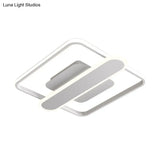 Contemporary Aluminum Square Frame Led Ceiling Lamp - Black/Gold/White 16.5/20.5 Inches Wide