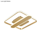 Contemporary Aluminum Square Frame Led Ceiling Lamp - Black/Gold/White 16.5/20.5 Inches Wide