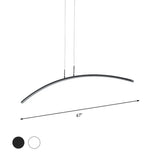 Contemporary Acrylic Led Arch Pendant Light In White - Stepless Dimming With Remote Control