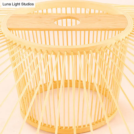 Contemporary Bamboo Twist Pendant Lamp - Single-Bulb Wood Suspension Light