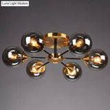 Contemporary Bedroom Sparkle: Stained Glass Sputnik Flush Mount Ceiling Chandelier 6 / Smoke Gray