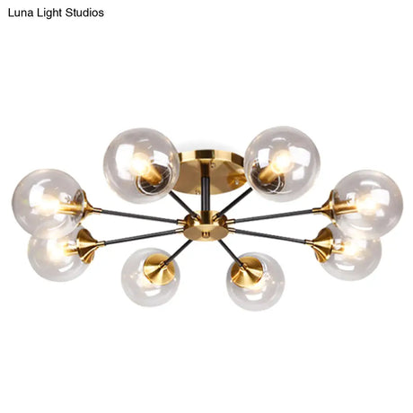 Contemporary Bedroom Sparkle: Stained Glass Sputnik Flush Mount Ceiling Chandelier