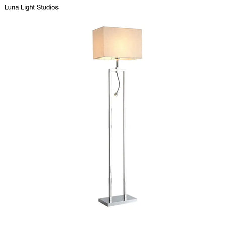 Contemporary Beige Fabric Rectangle Reading Floor Lamp With Led Spotlight