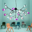 Contemporary Black Branching Chandelier With Colorful Glass Shades - 27/36 Lights 27 /