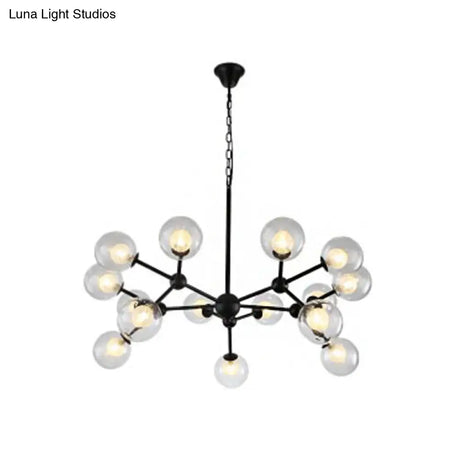 Contemporary Black Chandelier Light Fixture With Clear & Frosted Glass
