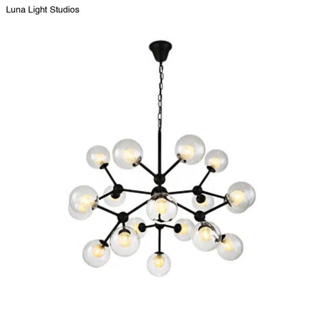Contemporary Black Chandelier Light Fixture With Clear & Frosted Glass