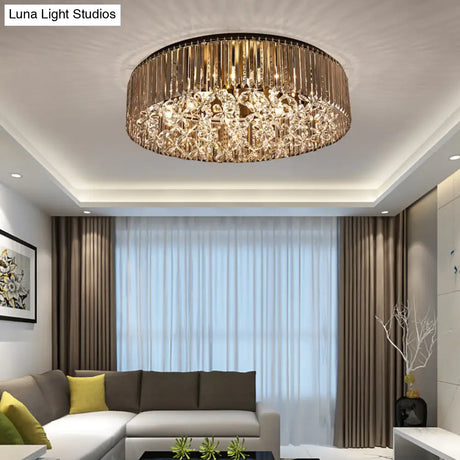 Contemporary Black Crystal 4 - Head Flush Mount Ceiling Light