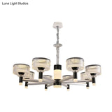 Contemporary Black Crystal Drum Chandelier Lamp - 6/8/12 Heads Suspended Lighting Fixture