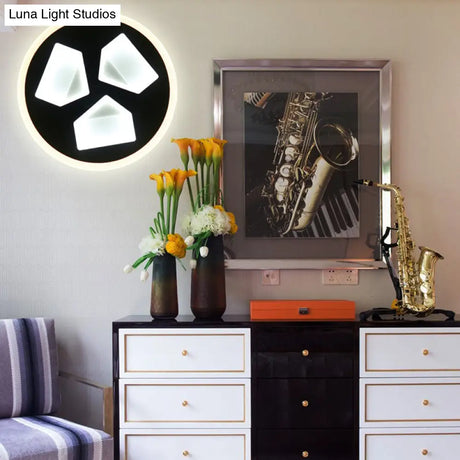 Contemporary Black Dining Room Circle Led Wall Sconce In Acrylic