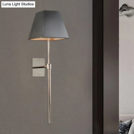 Contemporary Black Fabric Tapered Led Wall Sconce Light For Bedside Lighting