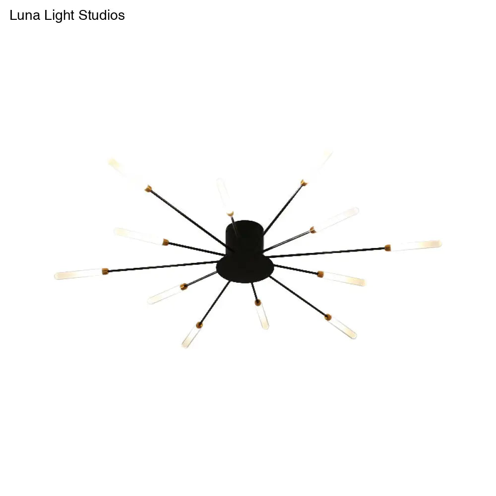 Contemporary Black/Gold Ceiling Light Fixture With Acrylic Led For Bedroom - Semi Flush Mounted
