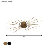 Contemporary Black/Gold Ceiling Light Fixture With Acrylic Led For Bedroom - Semi Flush Mounted